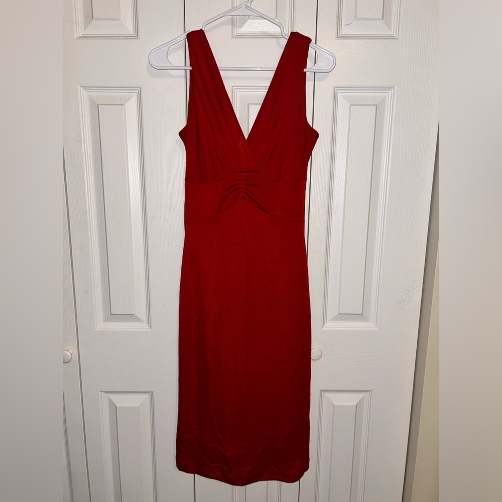 Banana Republic Knit V Neck Midi Sweater Dress Wool Blend Size 6